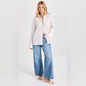 NEW Reformation Fantino Cashmere Collared Cardigan In Gossamer Size XL